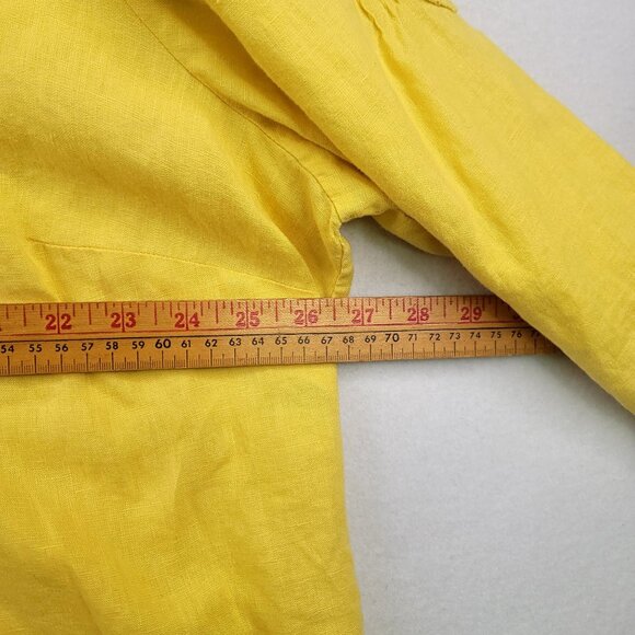 JM Collection Butter Yellow Linen Button-Up Embroidered Details Plus Size 22W - Picture 11 of 13